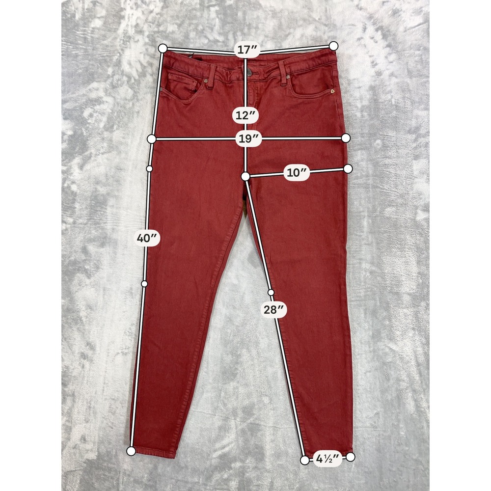 Kut from the Kloth Fab Ab Ankle Skinny Jeans Women's Size 14 Burgundy Denim - Picture 6 of 7